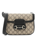 GG Supreme Monogram Horsebit 1955 Soft Small Shoulder Bag Beige Black