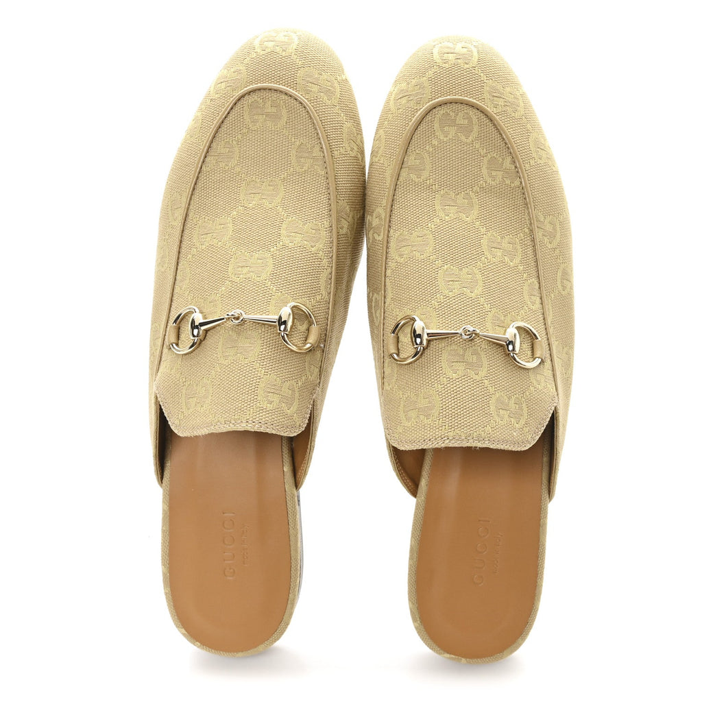GG Monogram Canvas Womens Princetown Slippers 40.5 Egypt Salt