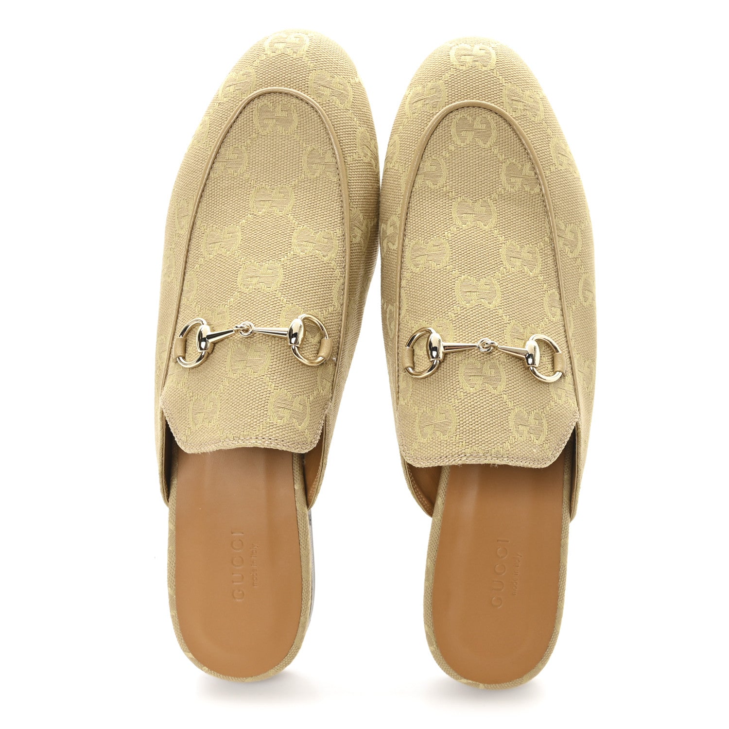 GG Monogram Canvas Womens Princetown Slippers 40.5 Egypt Salt