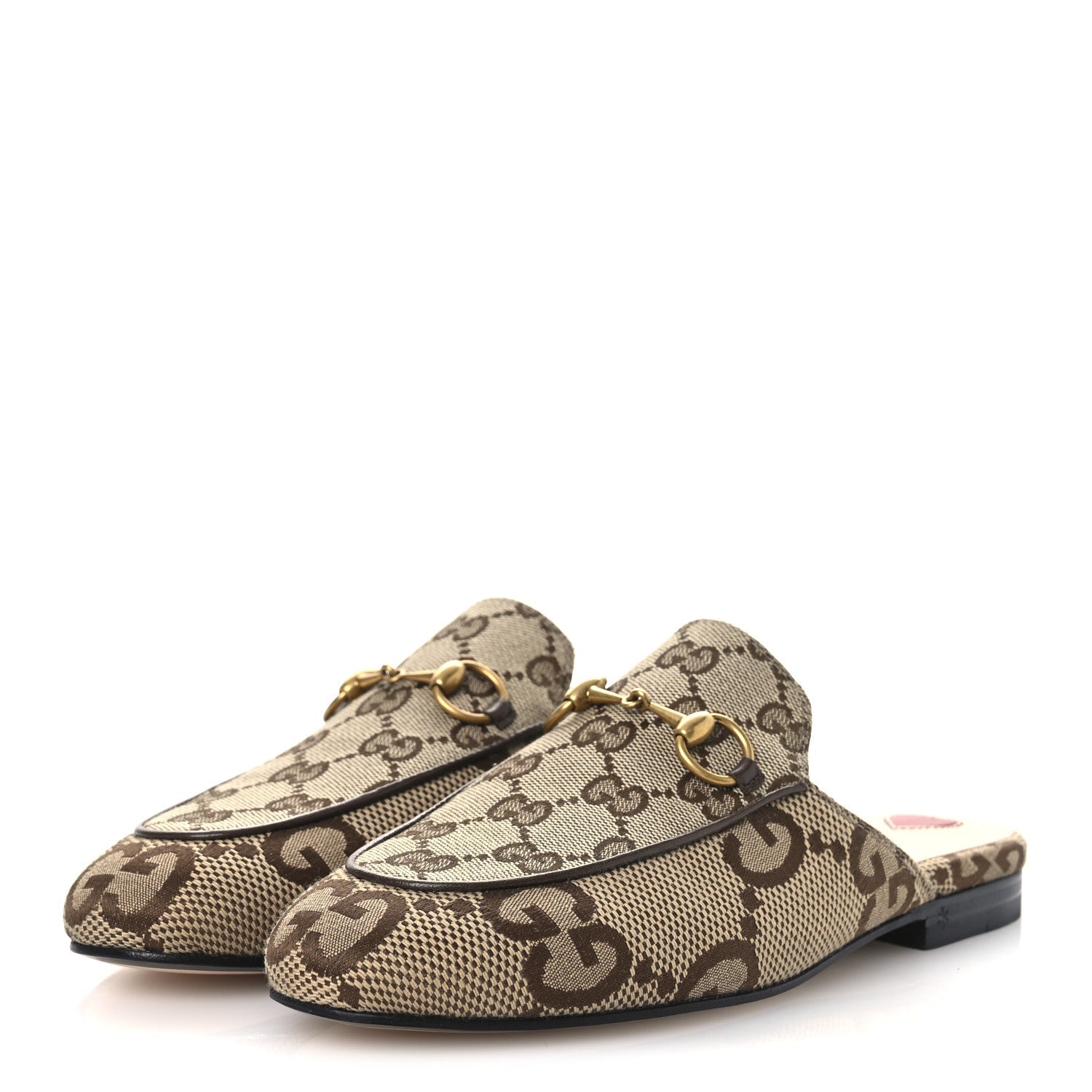 Monogram Jumbo GG Malaga Kid Womens Princetown Slippers 35 Camel Ebony New Acero Beige