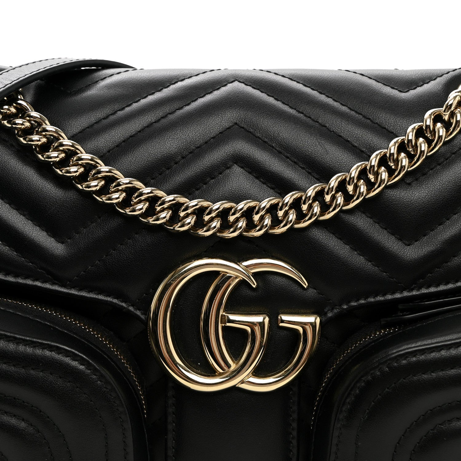Calfskin Matelasse Small GG Marmont Multi Pocket Shoulder Bag Black