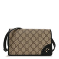 GG Emblem Monogram Wallet With Strap Beige Ebony Black