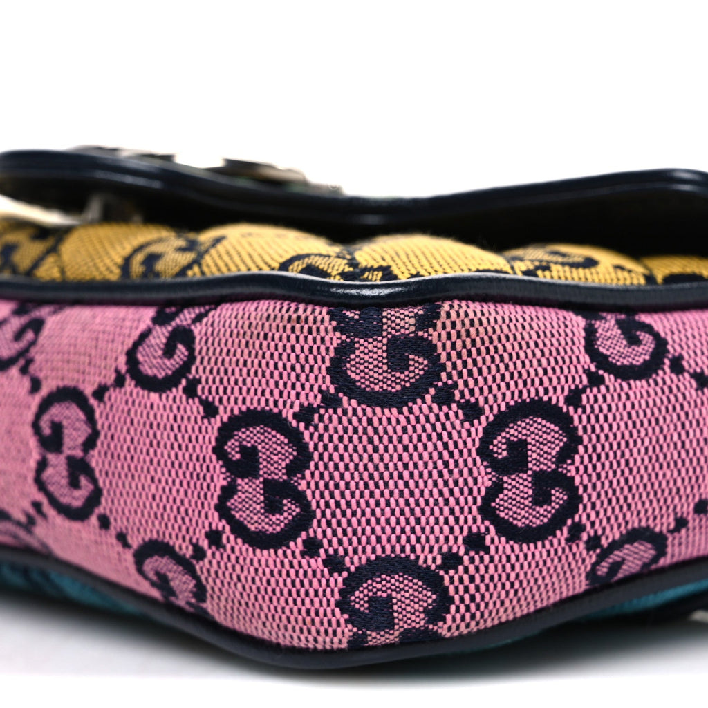 Monogram Multicolor Matelasse Diagonal Super Mini GG Marmont Shoulder Bag Green Blue Yellow Light Blue Pink