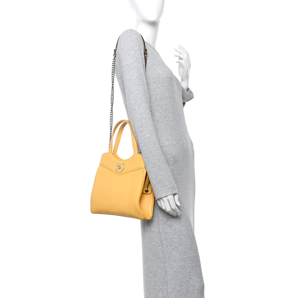 Senna Calfskin Petite GG Small Tote Bag Sunny Yellow