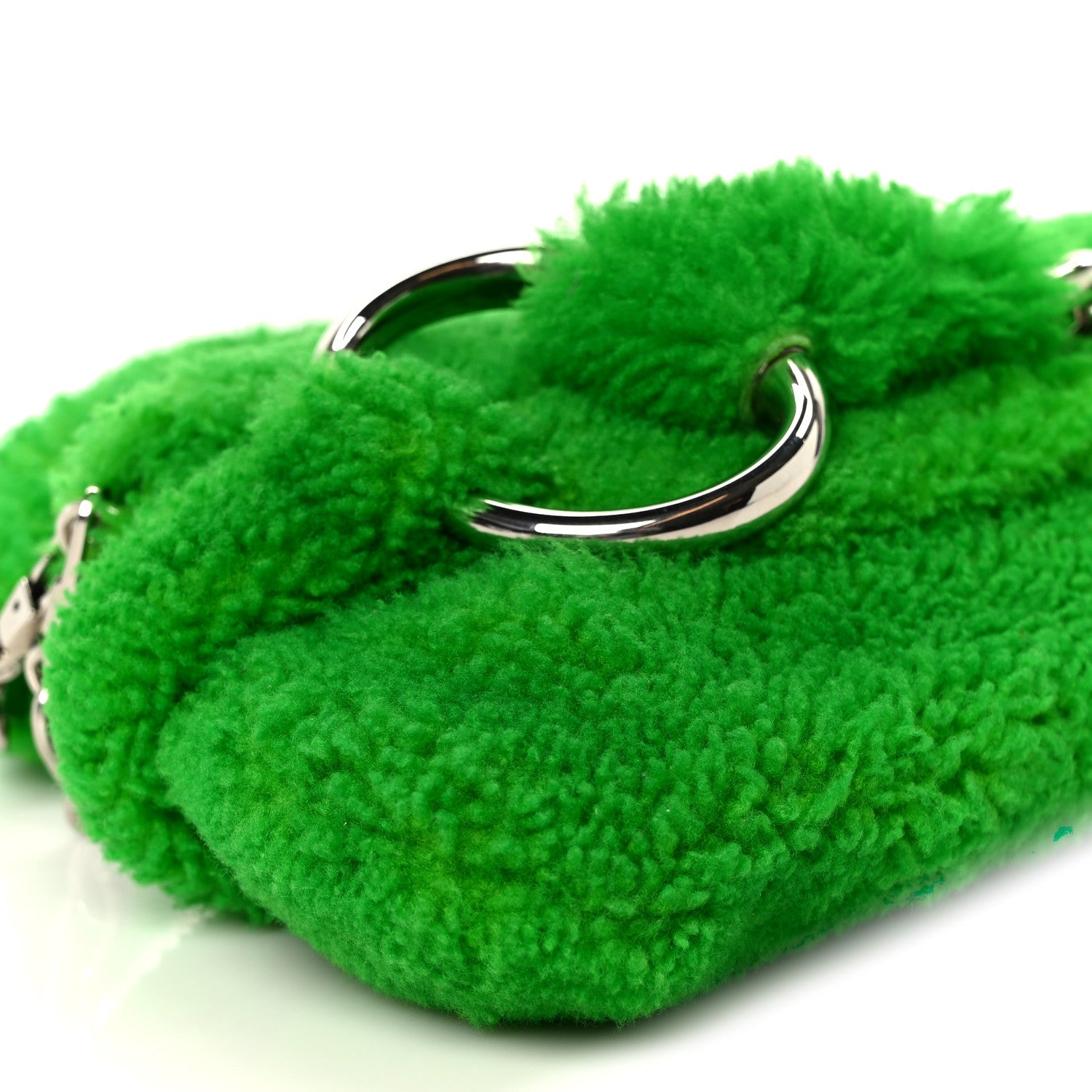 Merino Wool Medium Maxi Horsebit Chain Shoulder Bag Green