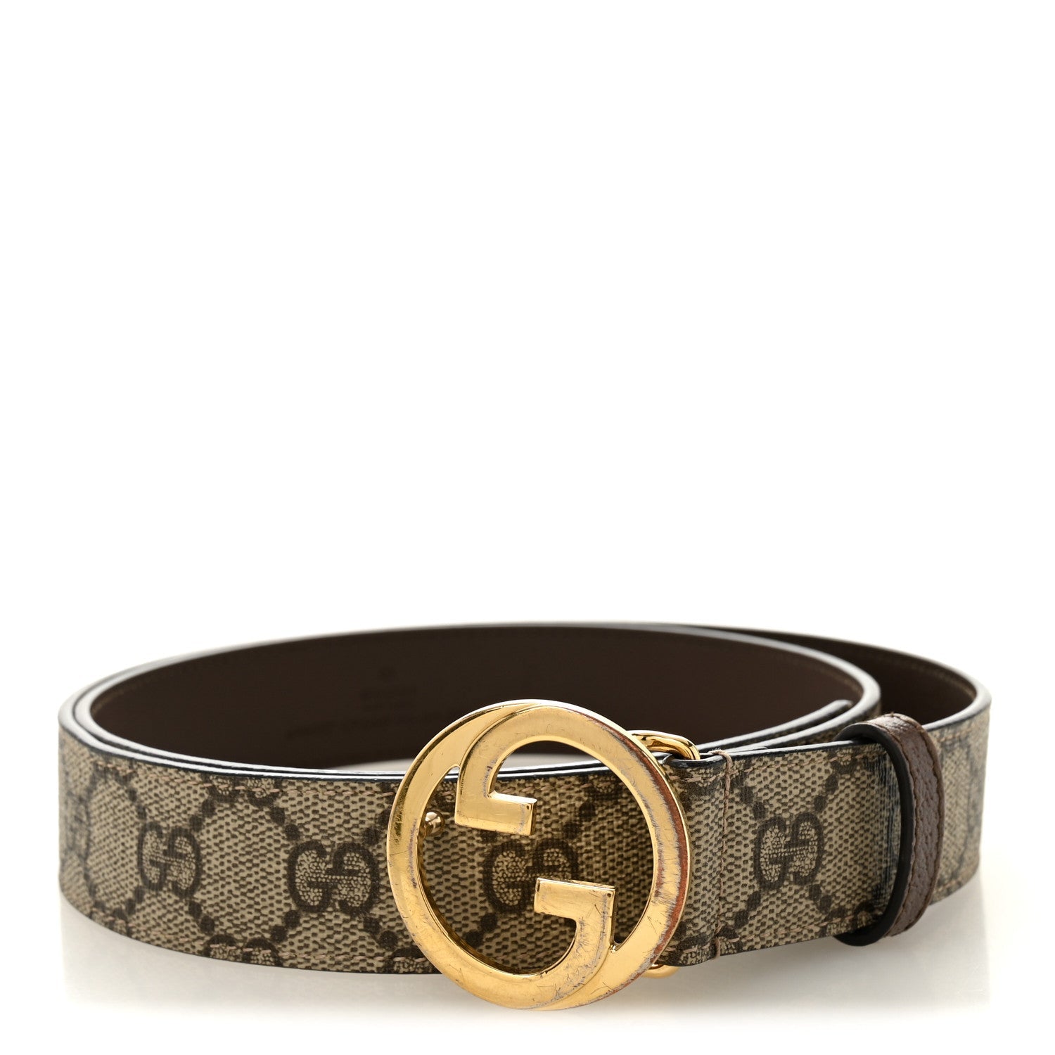 GG Supreme Monogram Textured Dollar Calfskin Blondie 30mm Belt 95 38 Beige Ebony New Acero