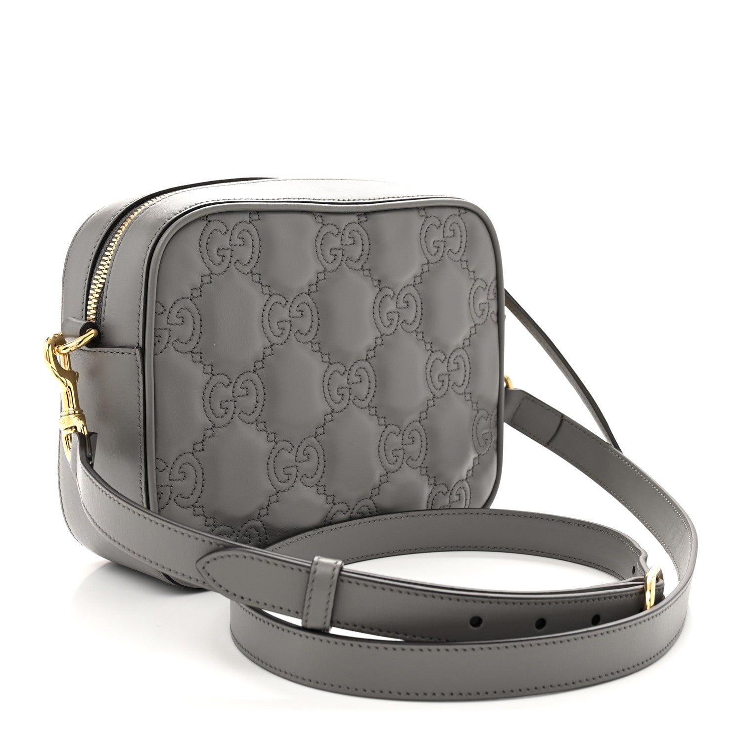Calfskin GG Matelasse Shoulder Bag Dusty Grey Natural