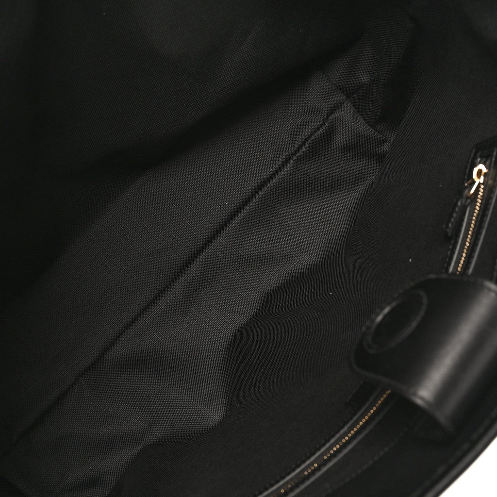 GG Calfskin Embossed Emblem Large Tote Bag Black
