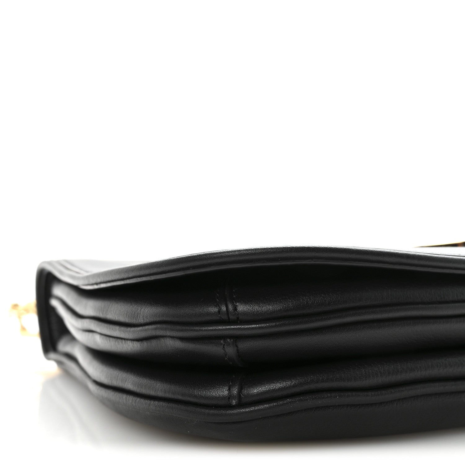 Roxy Calfskin Web Medium Studded Blondie Shoulder Flap Bag Black