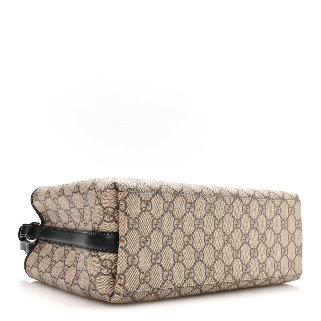 GG Supreme Monogram Emblem Medium Tote Bag Beige Black