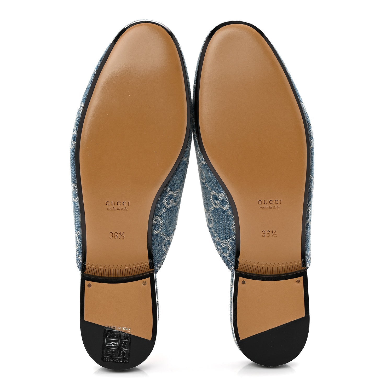 New Denim GG Malaga Kid Womens Princetown Slippers 36.5 Light Blue Royale