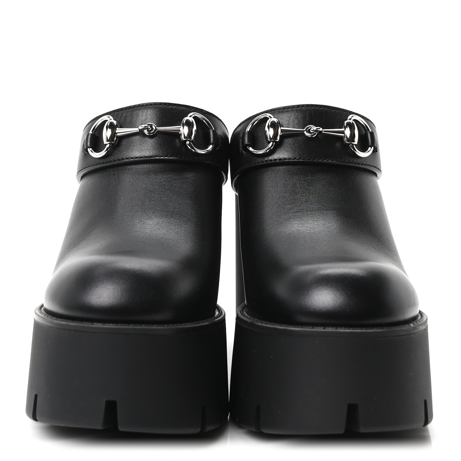 Real Betis Glamour Calfskin Horsebit Platform Mules 37 Black