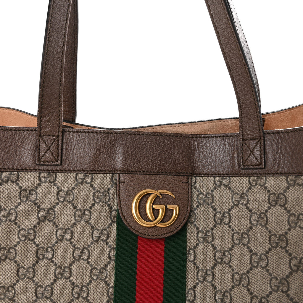 GG Supreme Monogram Web Ophidia Tote Brown