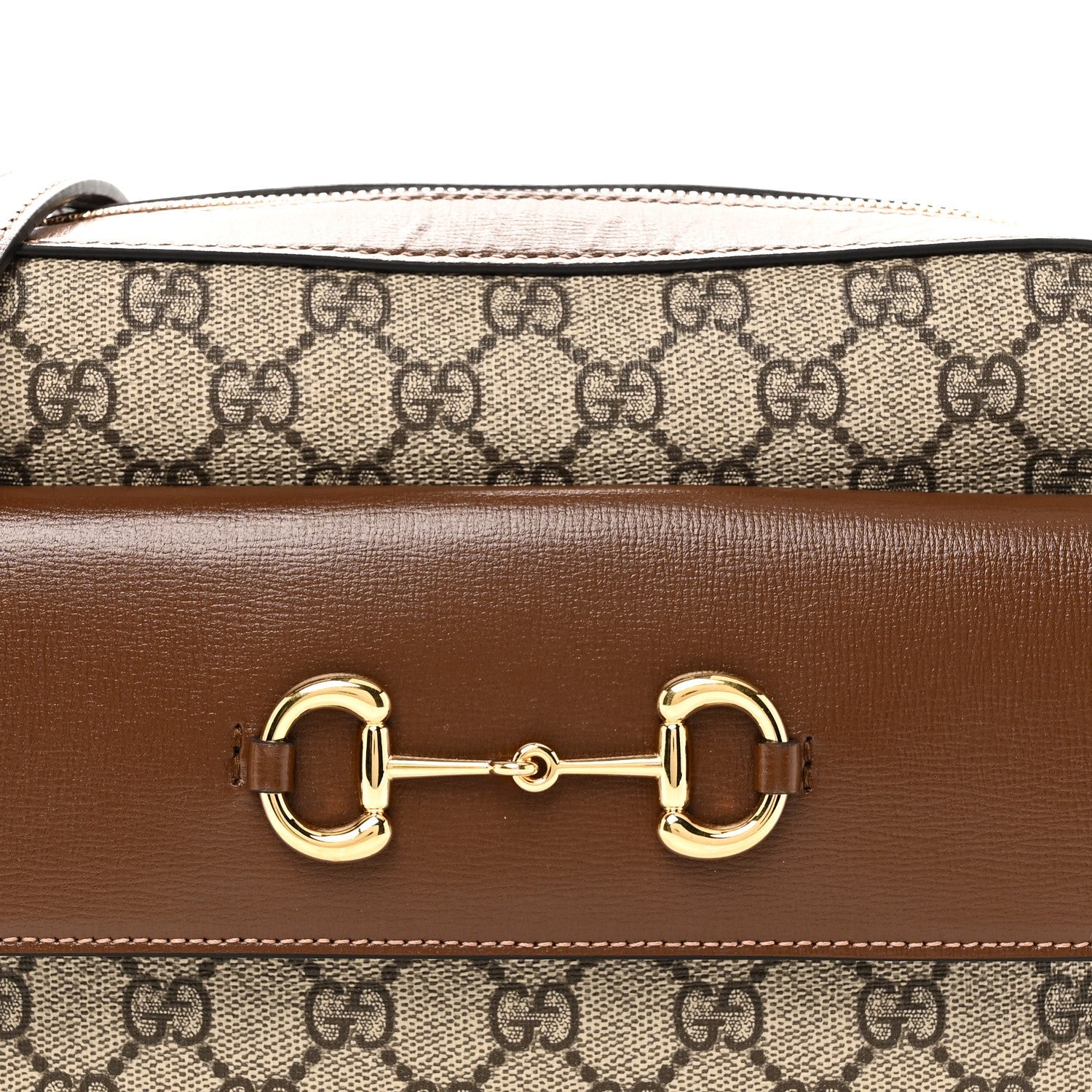 GG Supreme Monogram Small Horsebit 1955 Shoulder Bag Beige Brown Sugar