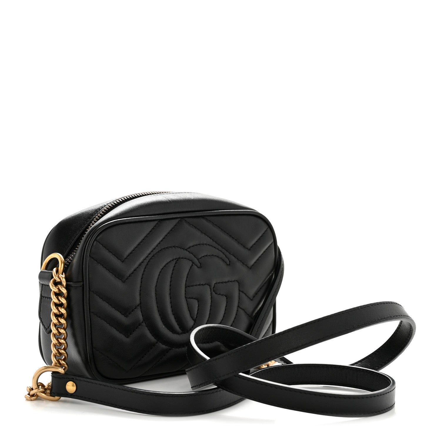 Calfskin Matelasse Mini GG Marmont Chain Shoulder Bag Black