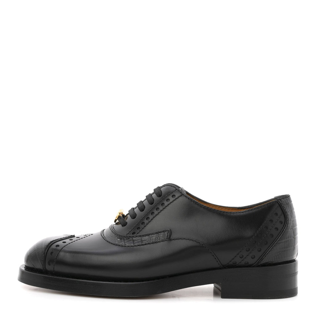 Glossy Calfskin Tejus Womens Lace Up Loafers 35 Black