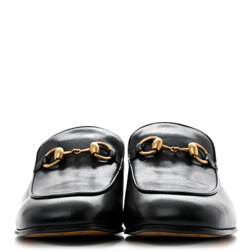Goatskin Womens Horsebit Mid-Heel Loafers 39.5 Black