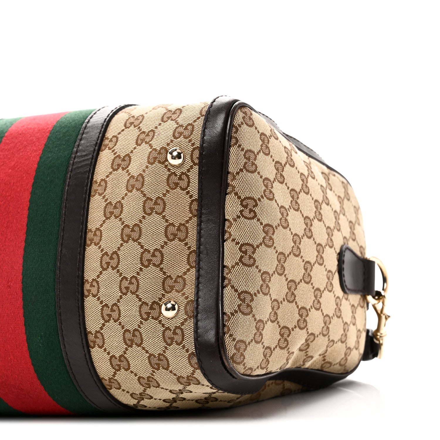 Monogram Selleria Calfskin Vintage Web Medium Boston Beige Ebony Cocoa