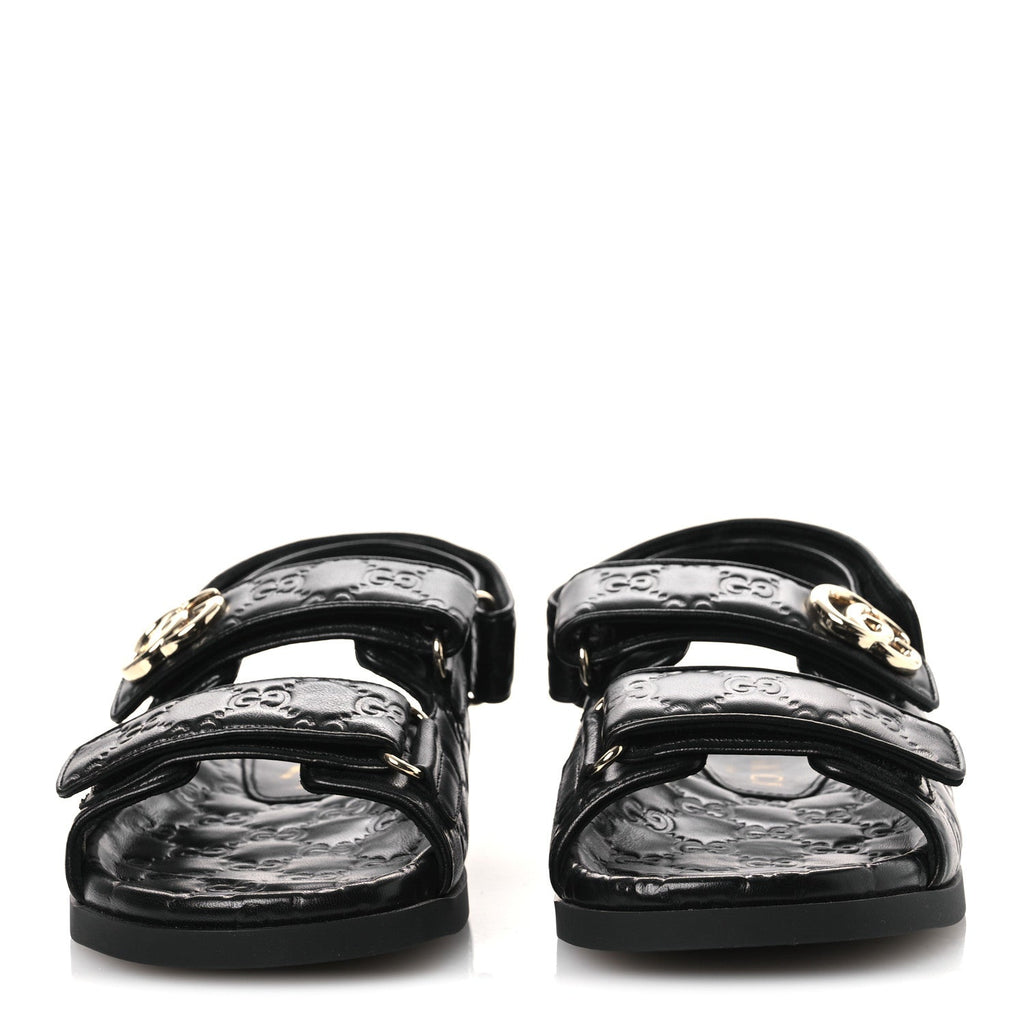 Guccissima GG Embossed Womens Sandals 37 Black