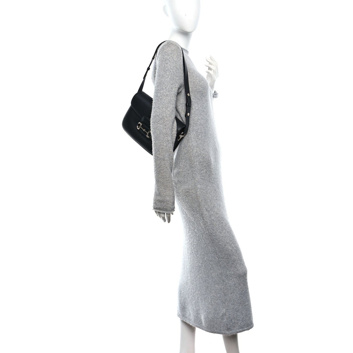 Ciny Lux Calfskin Horsebit 1955 Soft Small Shoulder Bag Black