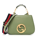 Roxy Calfskin Web Medium Blondie Top Handle Shoulder Flap Bag Salamander Green