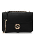 Dollar Calfskin Interlocking G Shoulder Bag Black