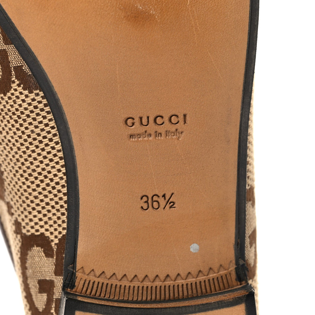 Monogram Jumbo GG Malaga Kid Horsebit Womens Jordaan Loafers 36.5 Camel Ebony New Acero Beige