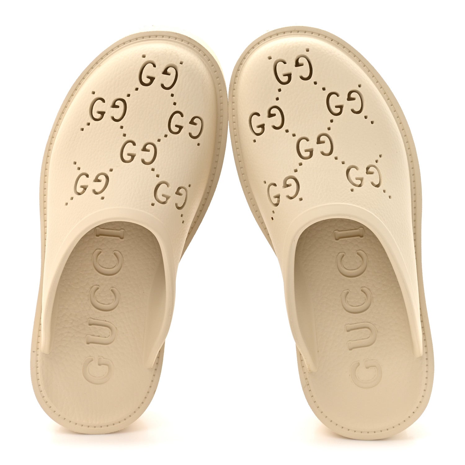 Rubber Monogram GG Go Through Platform Slide Clogs 38 Mystic White
