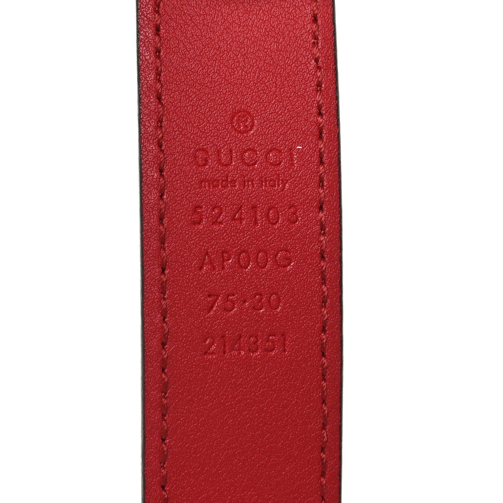 Moon Calfskin Torchon Double G 25mm Belt 75 30 Hibiscus Red