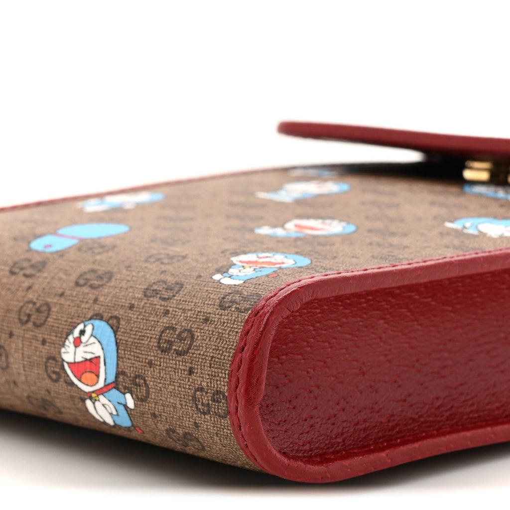 X DORAEMON Mini Vintage GG Supreme Monogram Mini Crossbody Bag Beige Cherry Red