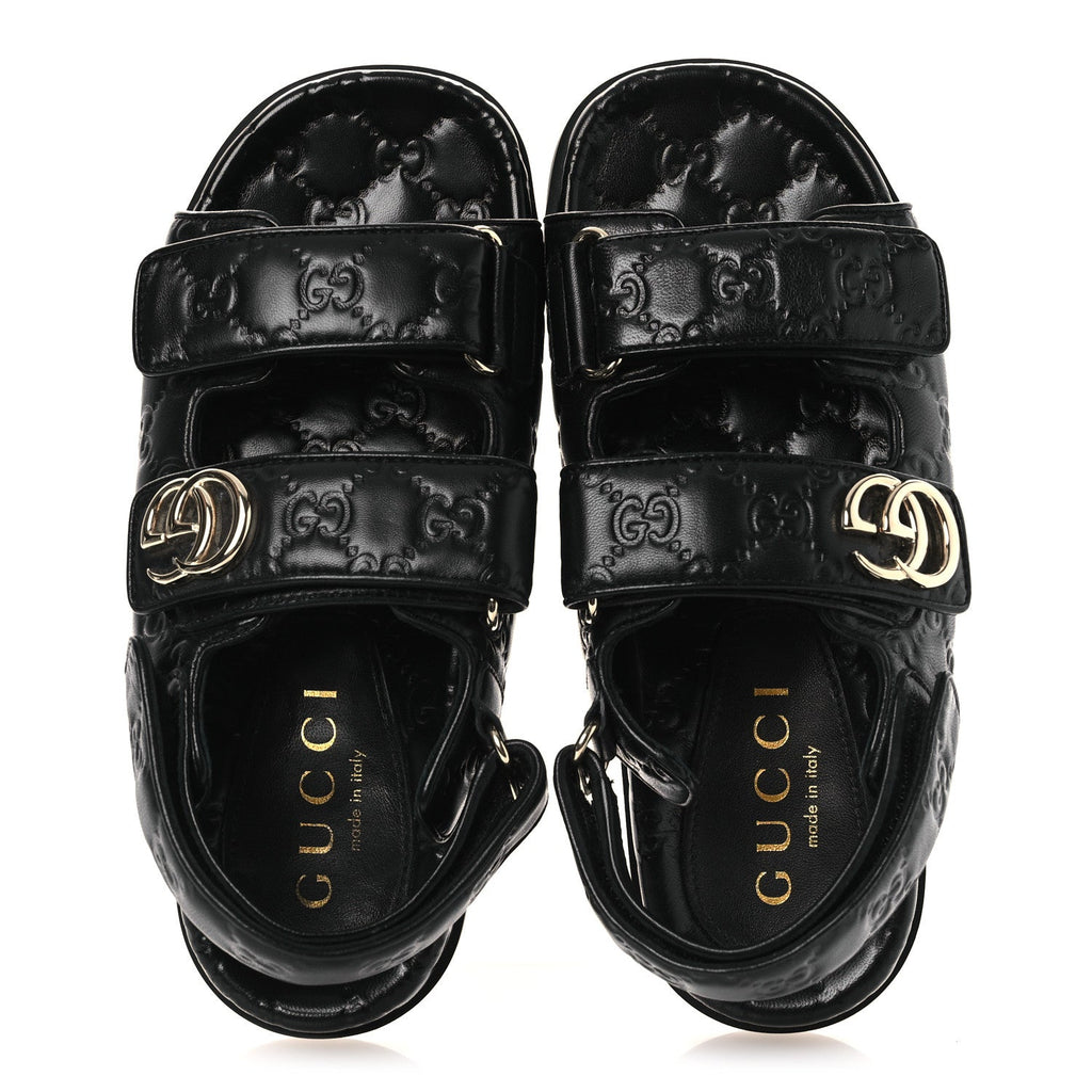 Guccissima GG Embossed Womens Sandals 37 Black