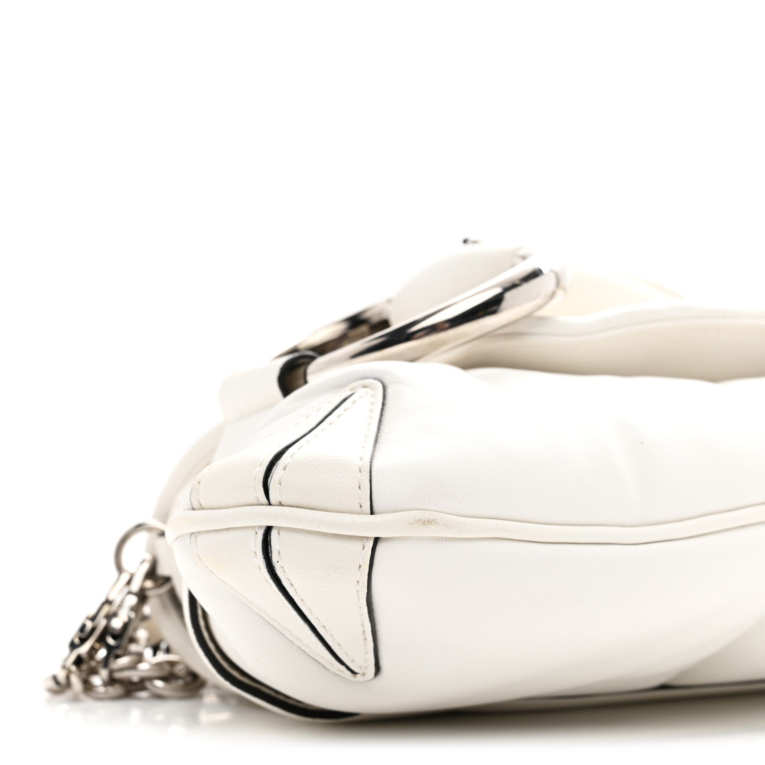 Nappa Vertical Matelasse Medium Maxi Horsebit Chain Shoulder Bag Mystic White