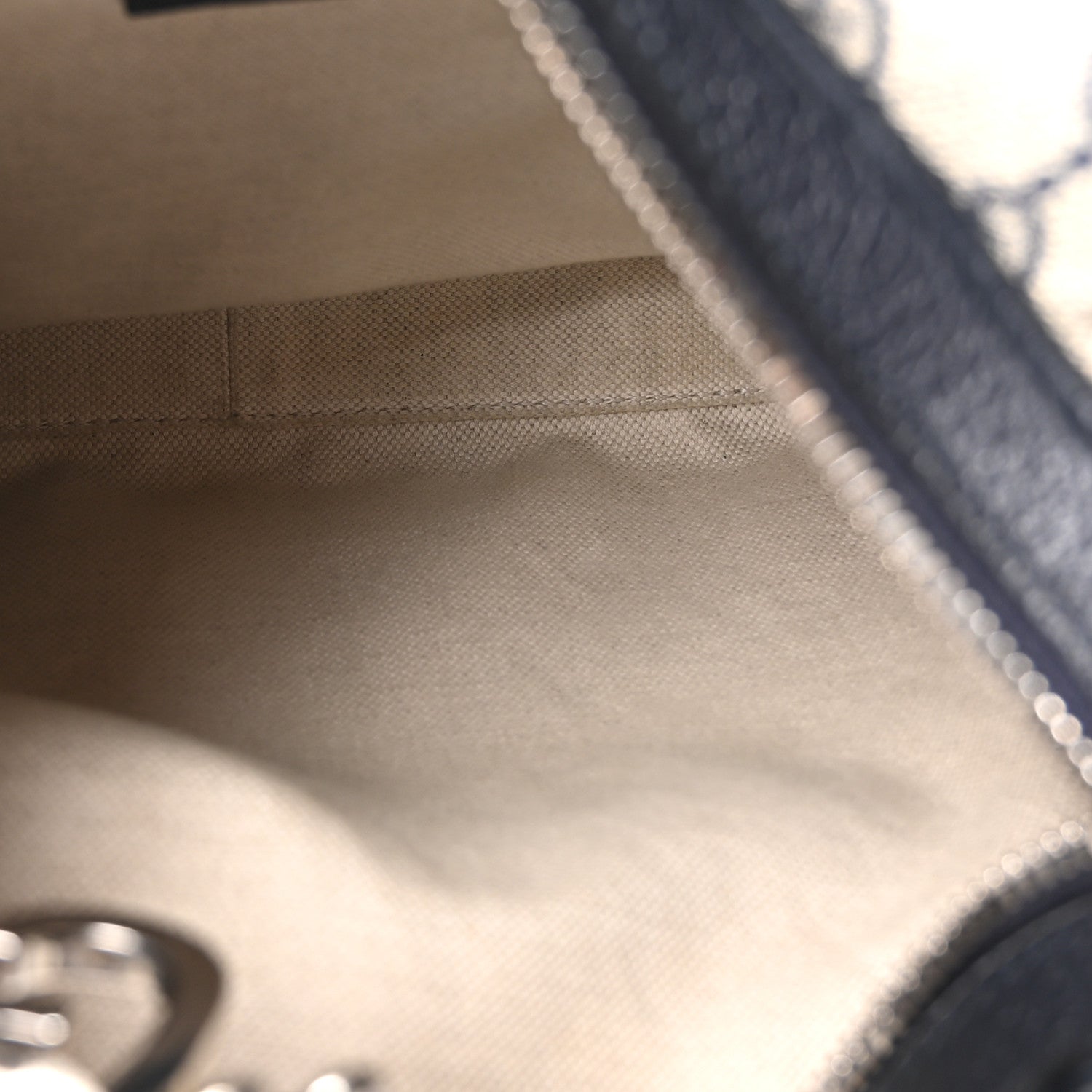 GG Supreme Monogram Textured Calfskin Web Large Attache Shoulder Bag Beige Blue