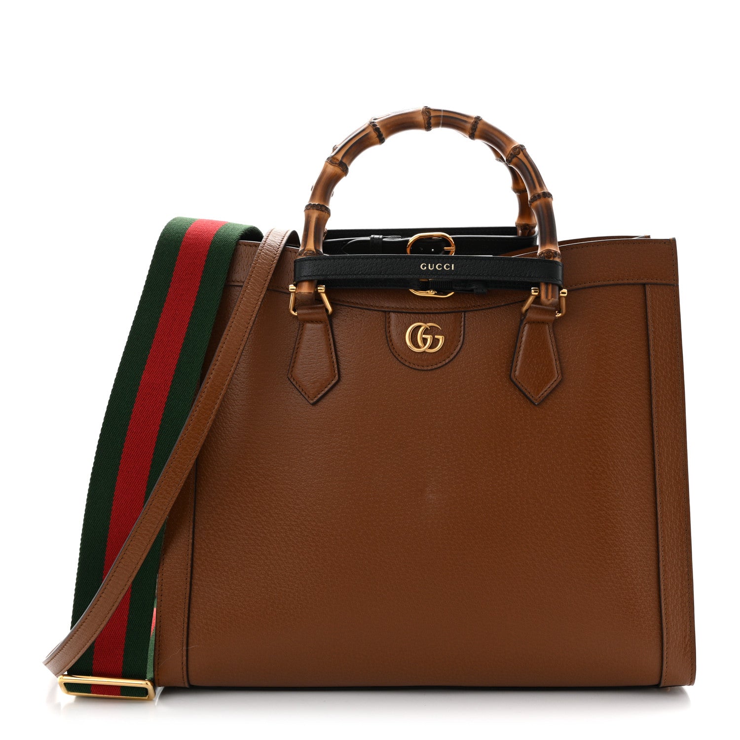 Textured Dollar Calfskin Medium Diana Tote Bag Cuir Black