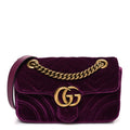 Velvet Matelasse Mini GG Marmont Shoulder Bag Fuchsia Violet Cyclamen