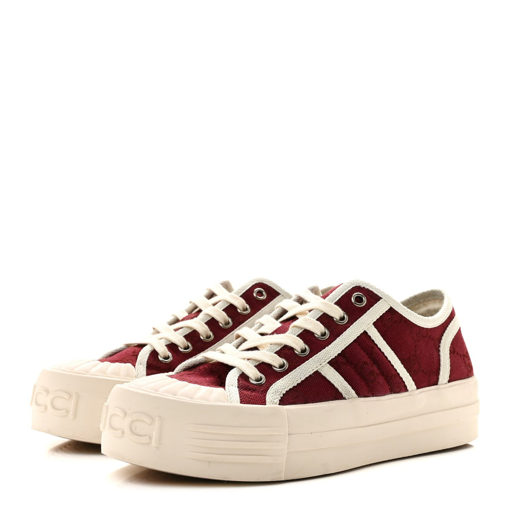New Canvas GG Monogram Womens Chunky Sneakers 38.5 Rosso Ancora