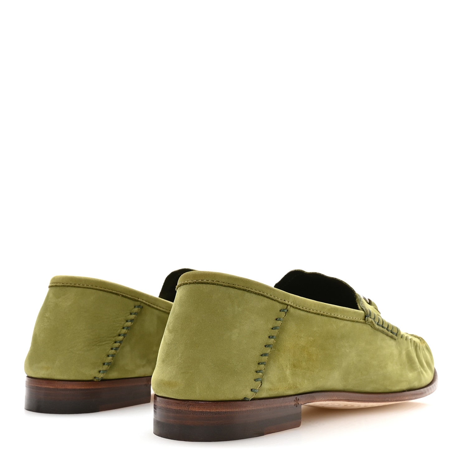 Nubuck Womens Horsebit Loafers 38.5 Herbs Light Green