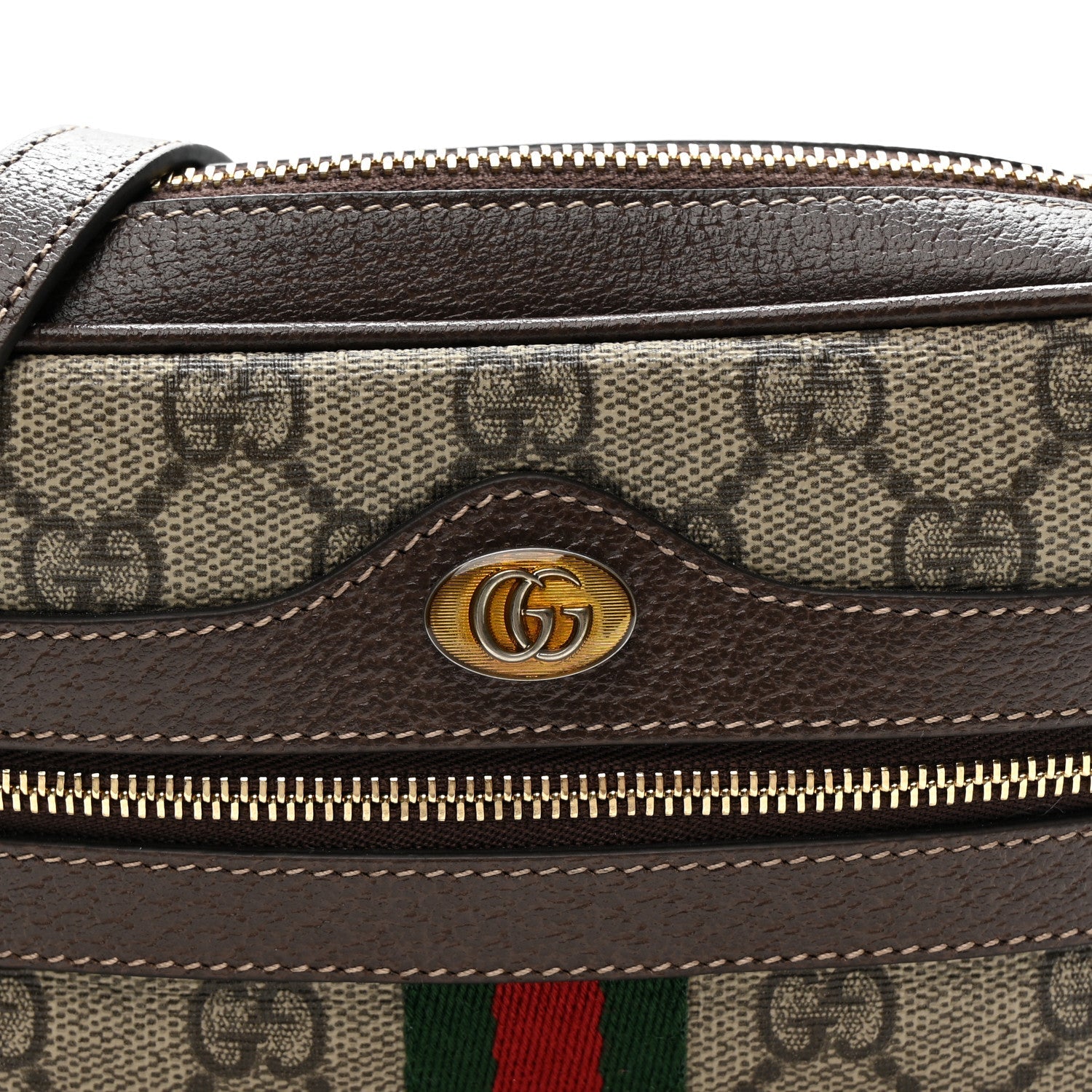 GG Supreme Monogram Web Mini Ophidia Shoulder Bag Brown