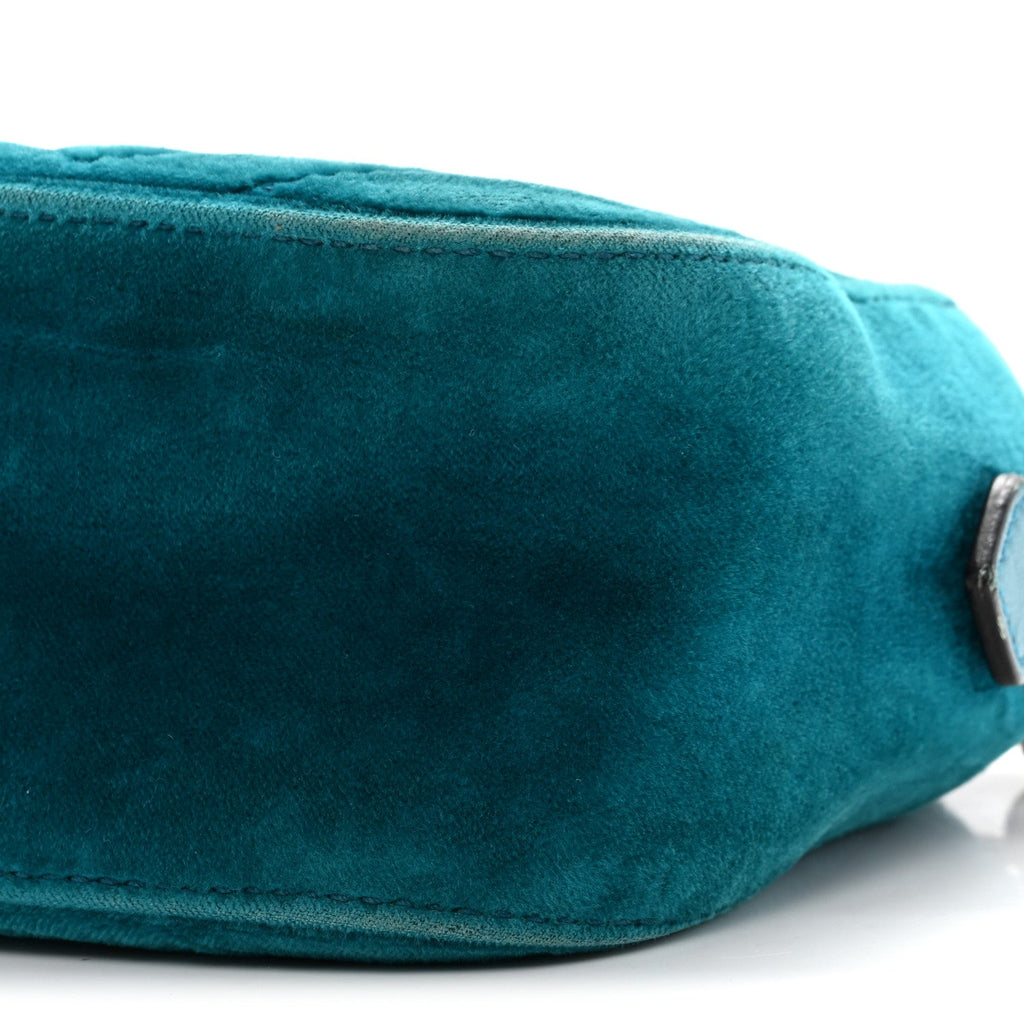 Velvet Matelasse Small GG Marmont Chain Shoulder Bag Pavone Cyan