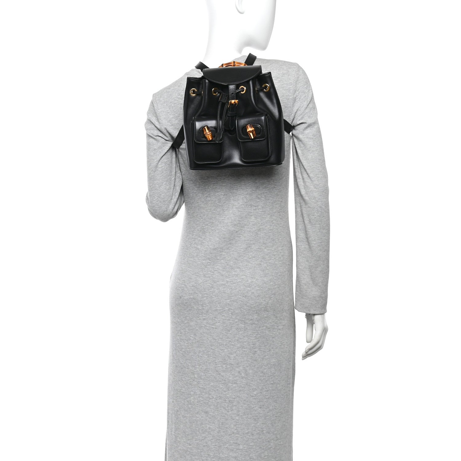 Calfskin Bamboo Backpack Black