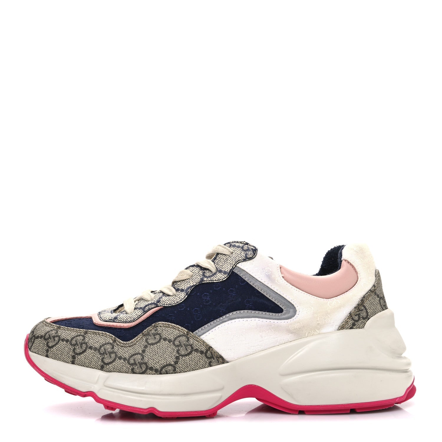GG Supreme Monogram Mix Monogram Womens Rhyton Sneakers 36 London Blue Beige Pale Pink