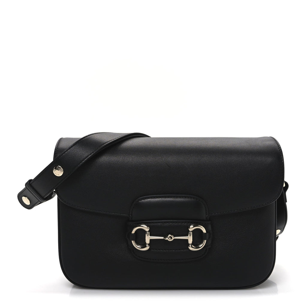 Ciny Lux Calfskin Horsebit 1955 Soft Small Shoulder Bag Black