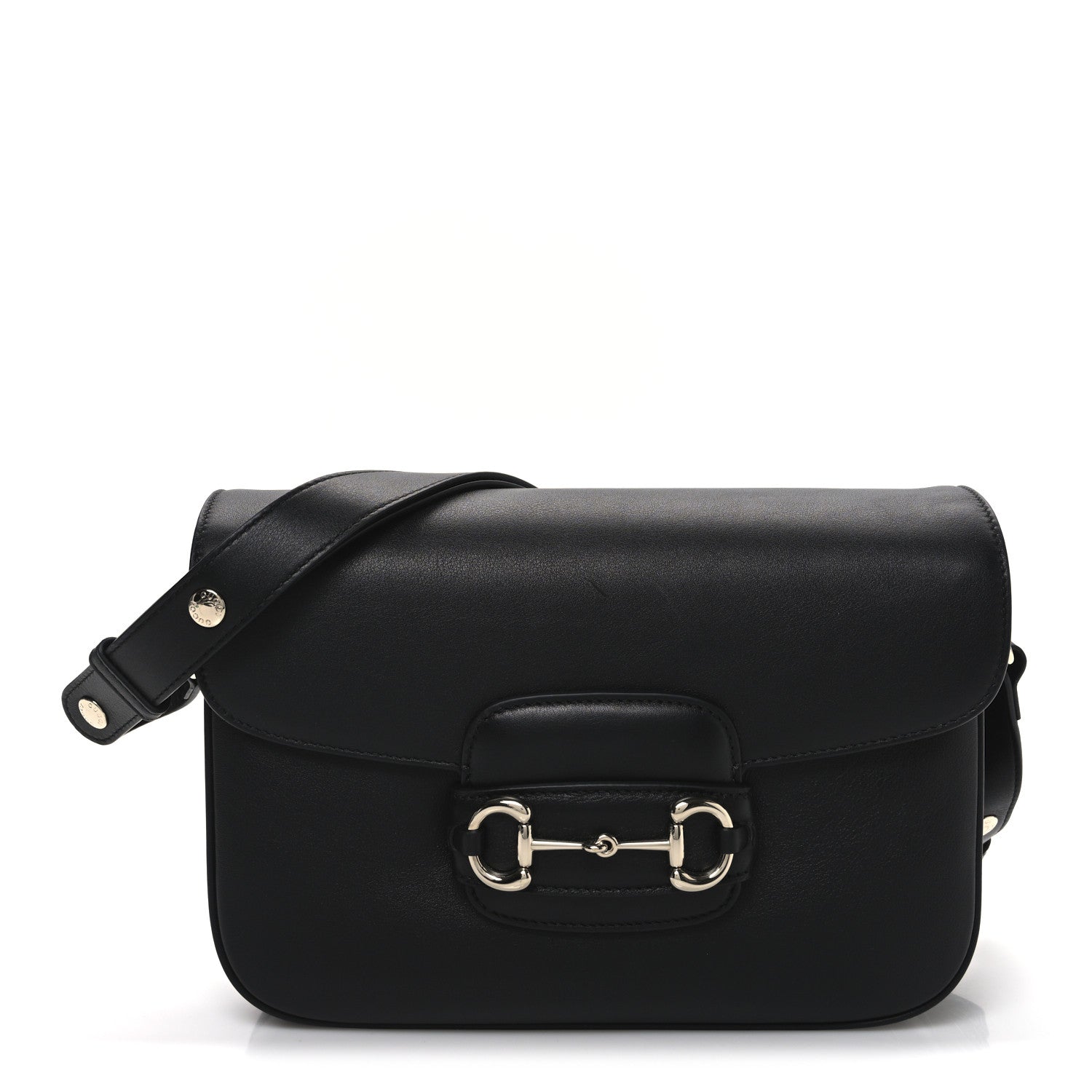 Ciny Lux Calfskin Horsebit 1955 Soft Small Shoulder Bag Black