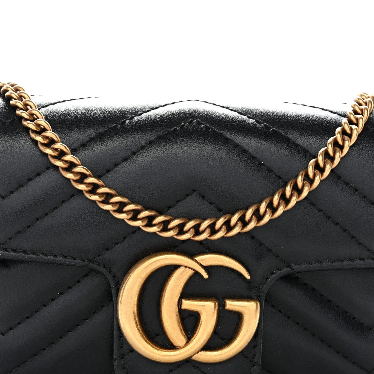 Calfskin Matelasse Super Mini GG Marmont Shoulder Bag Black