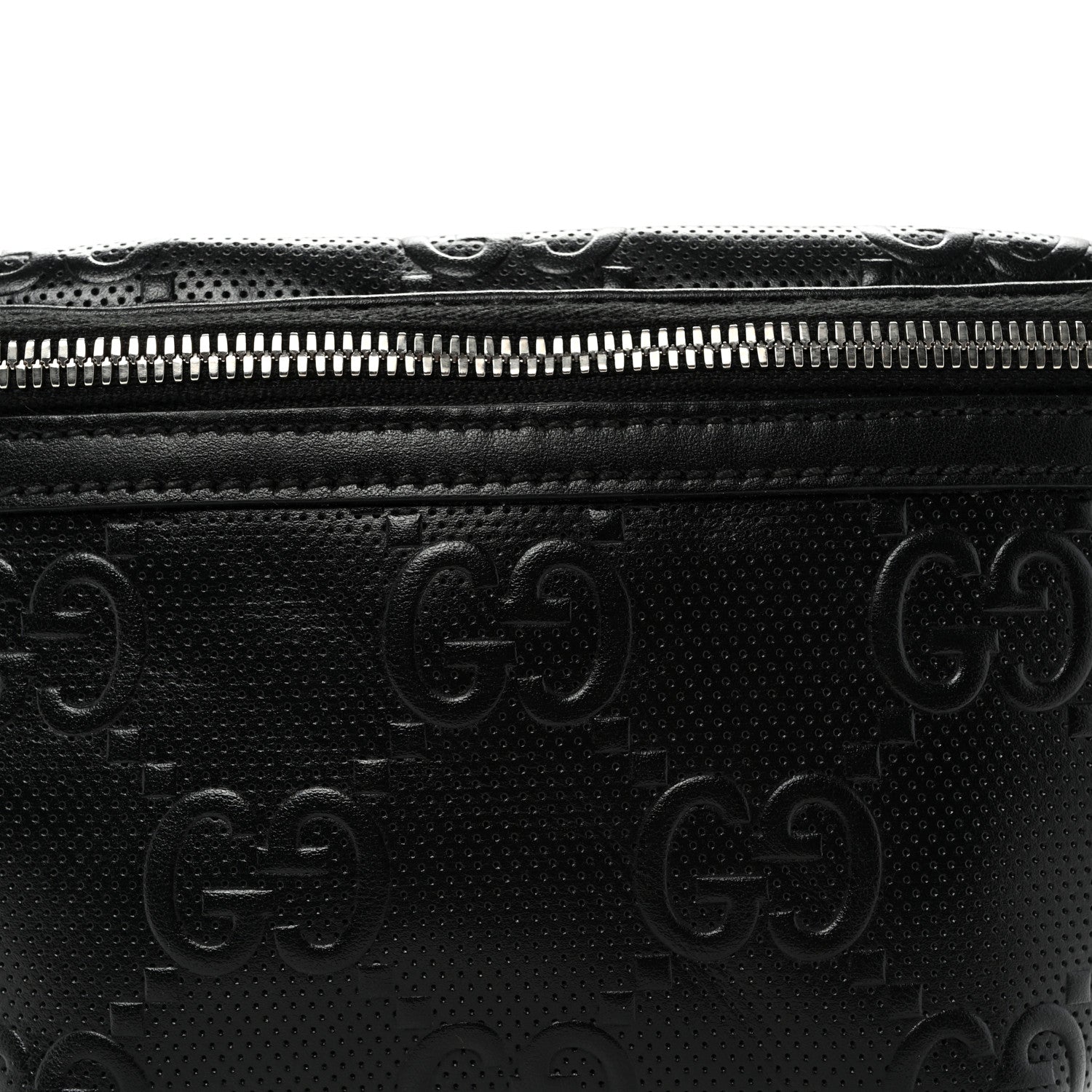 Calfskin GG Tennis Embossed Belt Bag Black