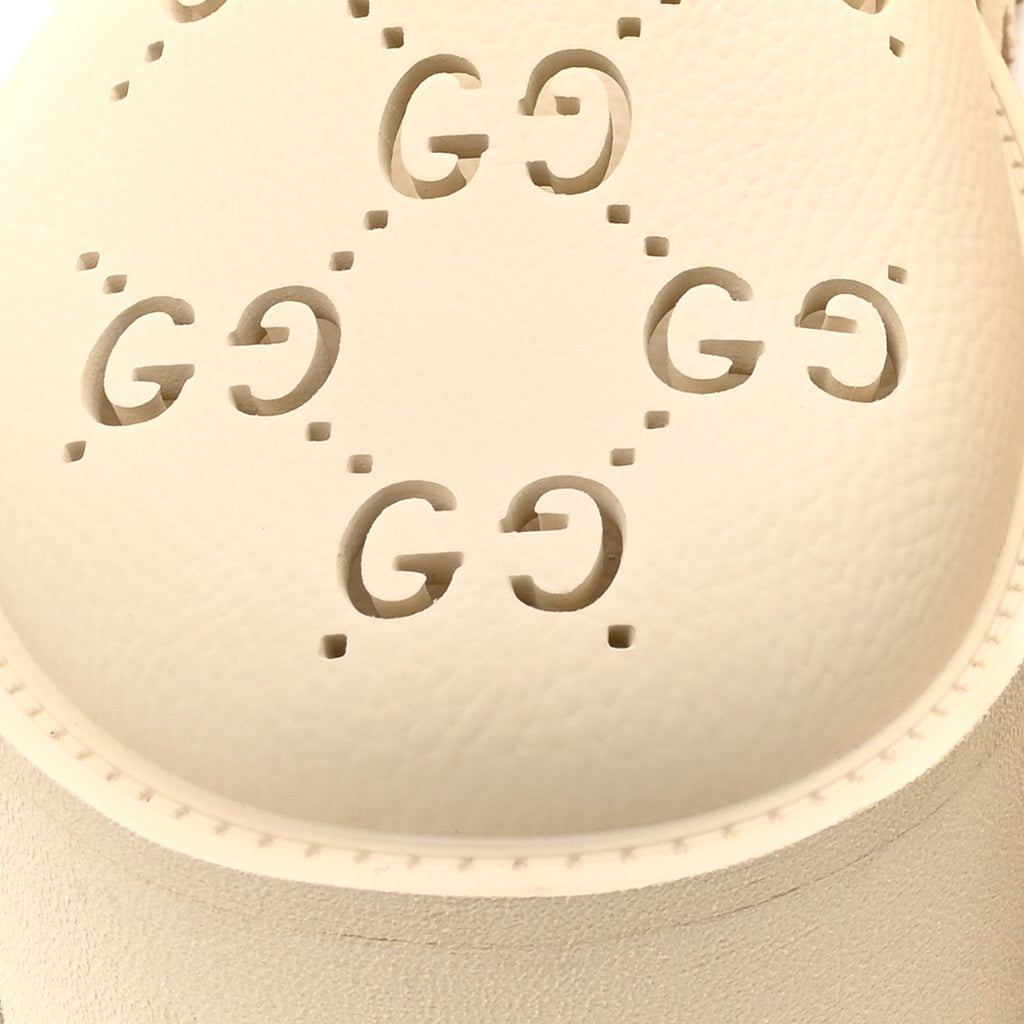 Rubber Monogram GG Go Through Platform Slide Clogs 38 Mystic White