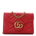 Calfskin Matelasse GG Marmont Chain Wallet Hibiscus Red