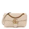 Calfskin Matelasse Small GG Marmont Shoulder Bag White