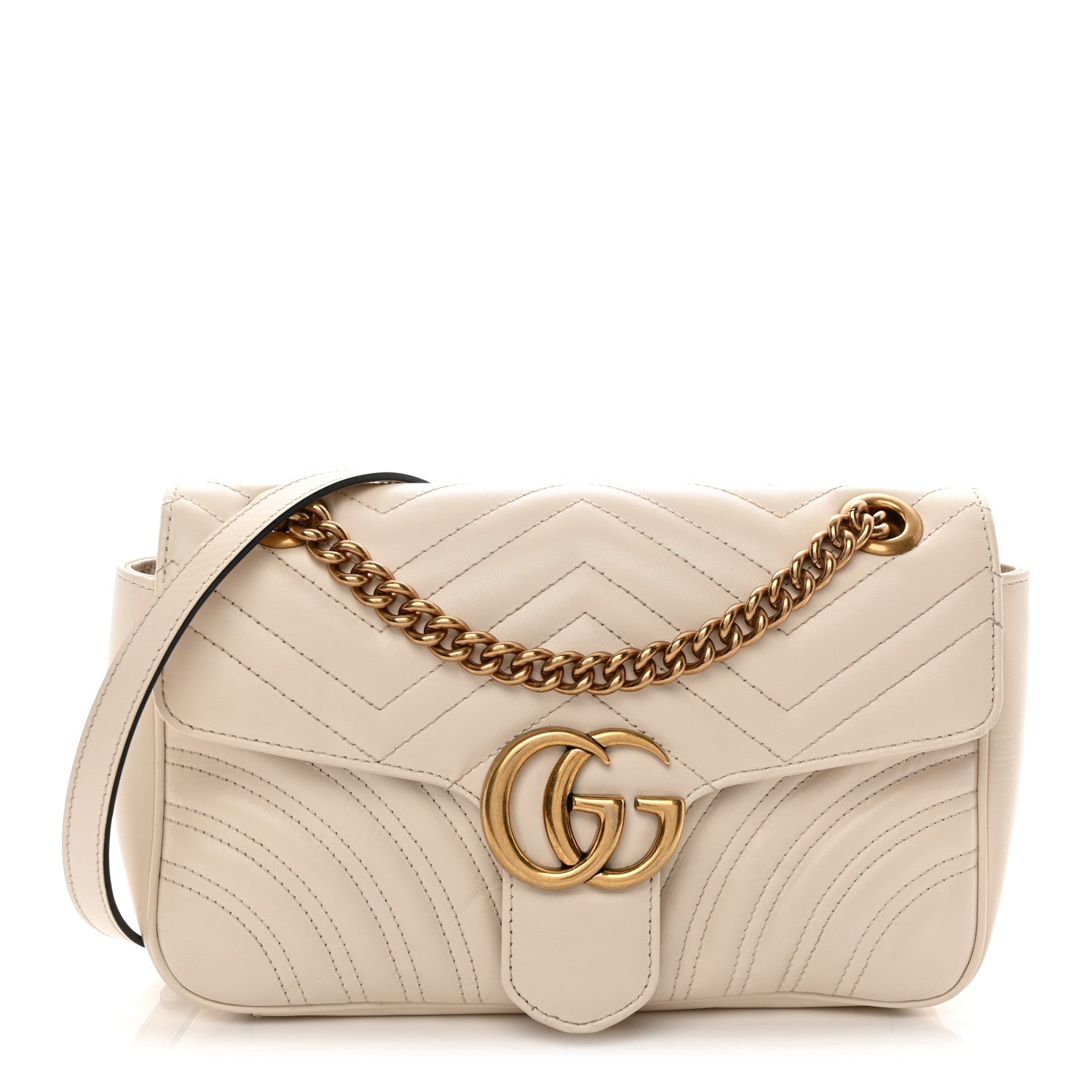 Calfskin Matelasse Small GG Marmont Shoulder Bag White
