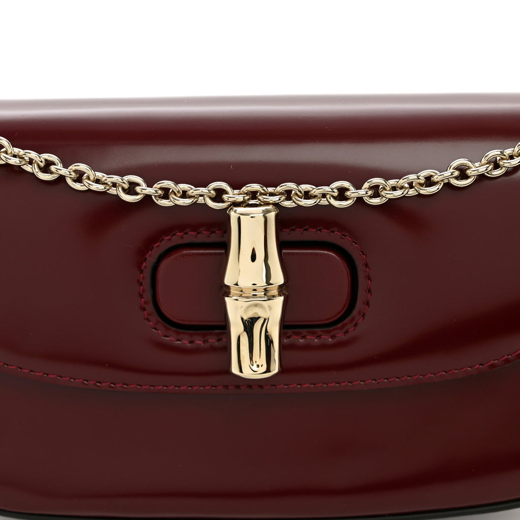 Shiny Calfskin Small Bamboo Night Bag Rosso Ancora